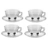 conjunto de 4 xicaras de cha com pires de cristal pearl 200ml 27900 wolff 2630