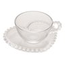 conjunto 4 xicaras cha cristal com prato coracao pearl 180 ml me decora casa