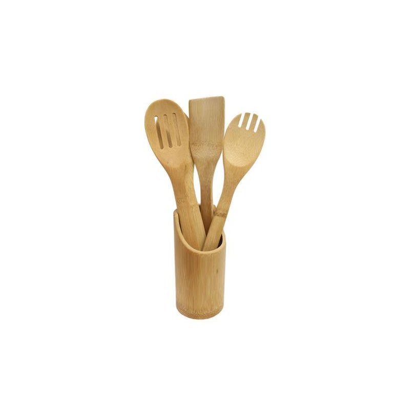 kit 5 utensilios bambu me decora casa