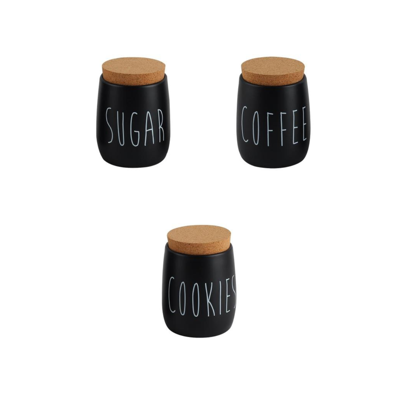 combo kit porta mantimento oak preto tampa rolha me decora casa