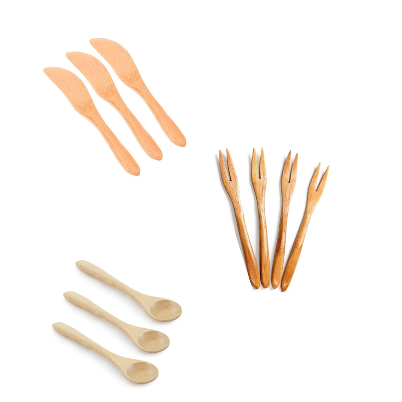 combo kit espatula garfo colher bambu me decora casa