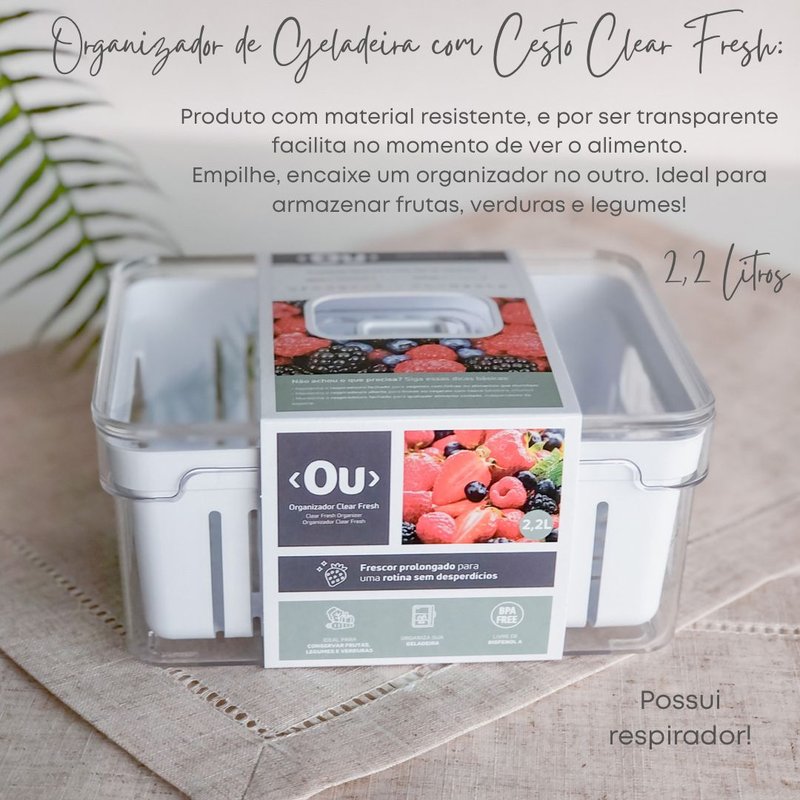 organizador de geladeira clear fresh 5