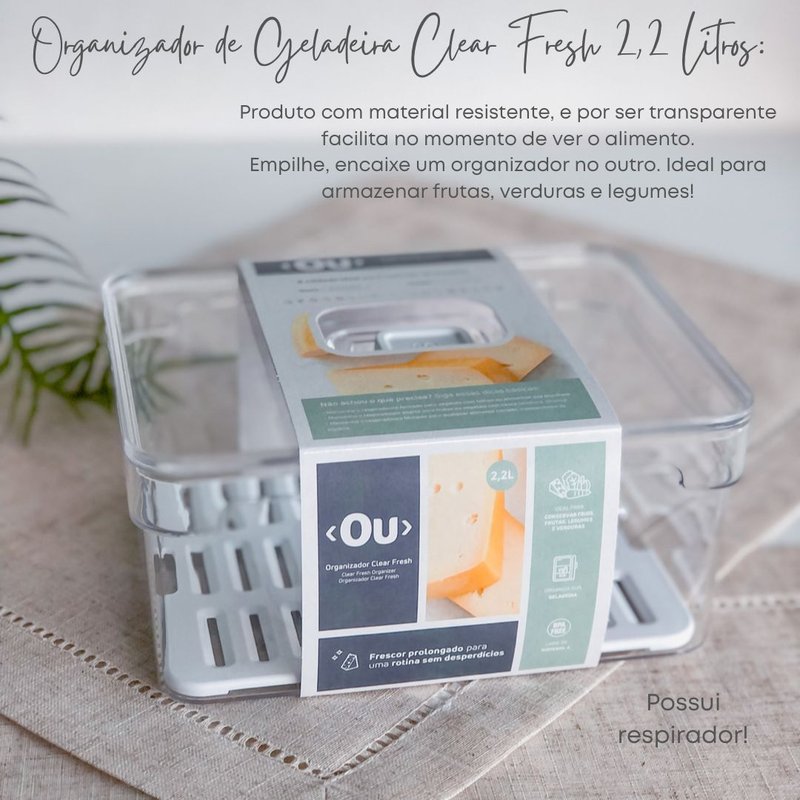 organizador de geladeira clear fresh 6