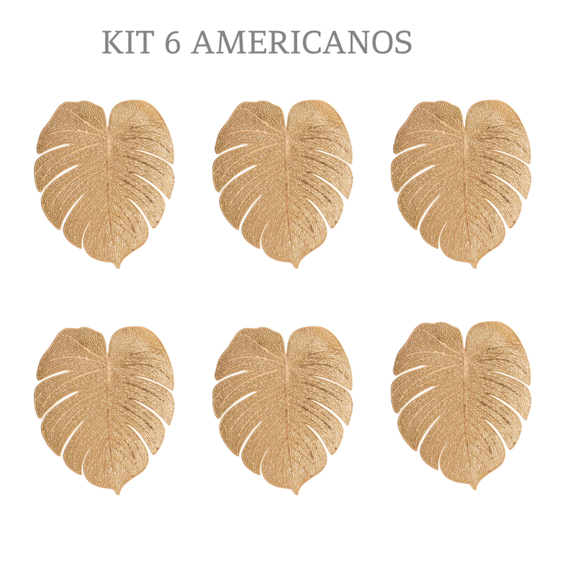 kit americano folha me decora casa 6 dourado