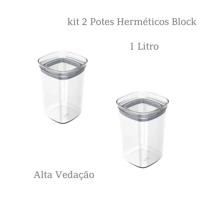 kit pote hermetico block me decora casa 2 litros