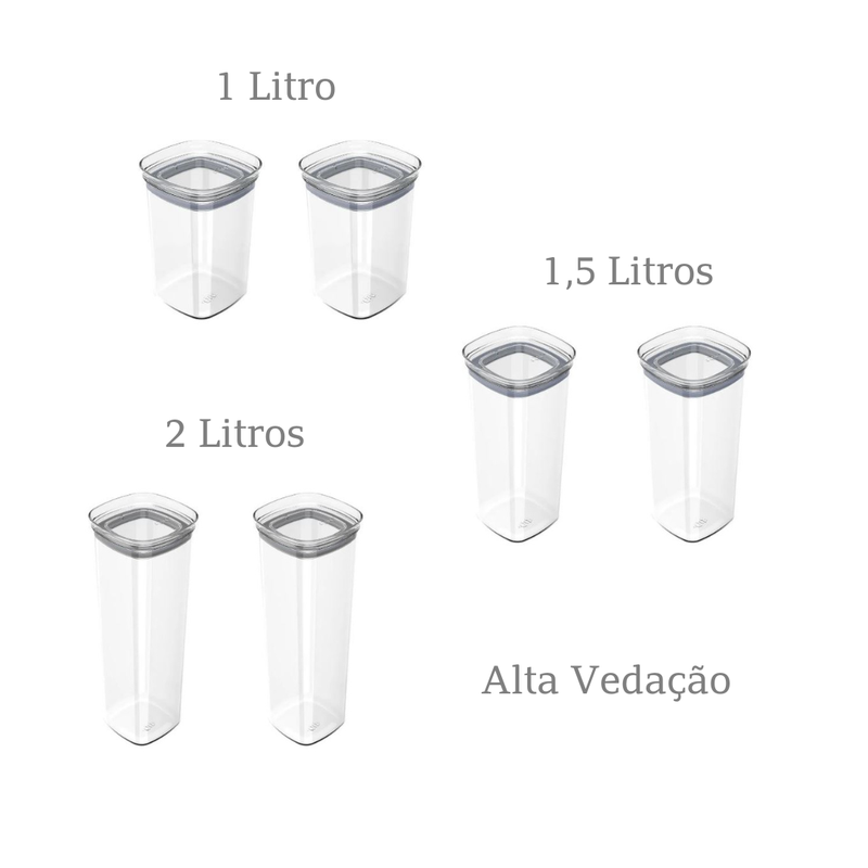 kit 6 pote hermetico block me decora casa