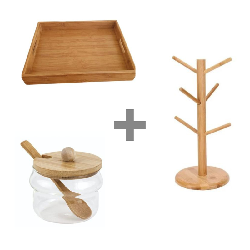 kit bandeja suporte xicaras acucareiro me decora casa