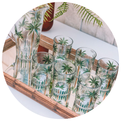 Conjunto 6 Copos Baixos Palm Tree Handpaint me decora casa 1
