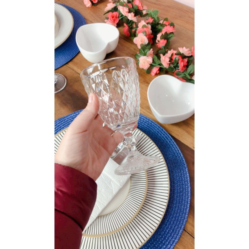 conjunto 6 tacas p vinho ou agua bico de abacaxi 265 ml transparente me decora casa
