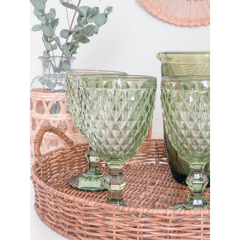 conjunto 6 tacas p agua bico de abacaxi 325 ml verde me decora casa