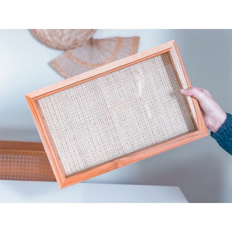 bandeja de madeira com sisal 38 cm x 24 cm x 5 cm me decora casa