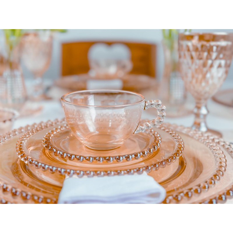conjunto 4 xicaras de cha c pires pearl bolinhas wolff 180 ml ambar me decora casa