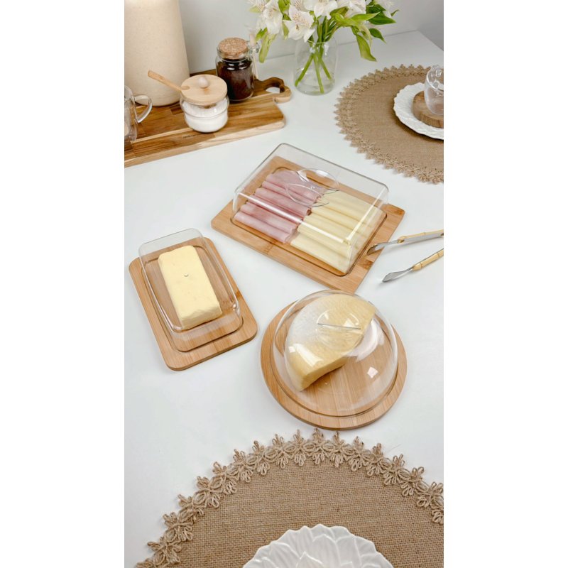 porta queijo porta manteiga porta frios bambu me decora casa
