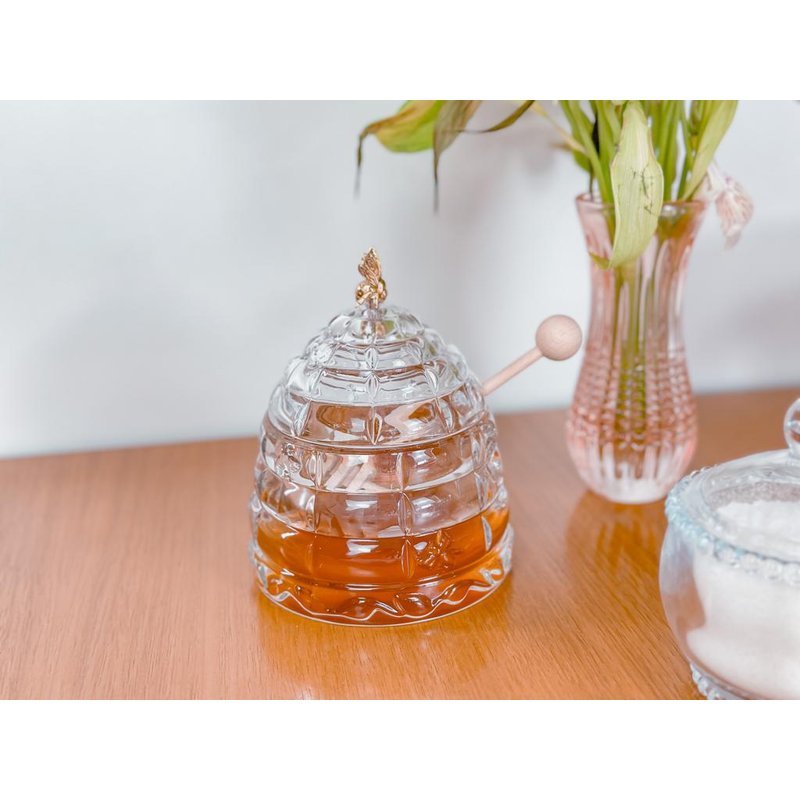 meleira de cristal com pegador de madeira 12 cm x 15 cm me decora casa