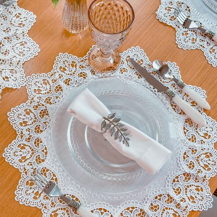 conjunto 4 aneis p guardanapo folha prata me decora casa