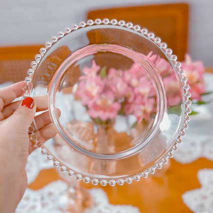 prato sobremesa cristal sobremesa pearl bolinhas wolff 20 cm me decora casa