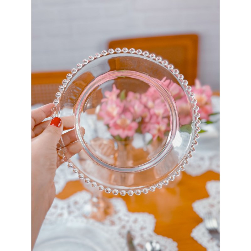 prato sobremesa cristal sobremesa pearl bolinhas wolff 20 cm me decora casa