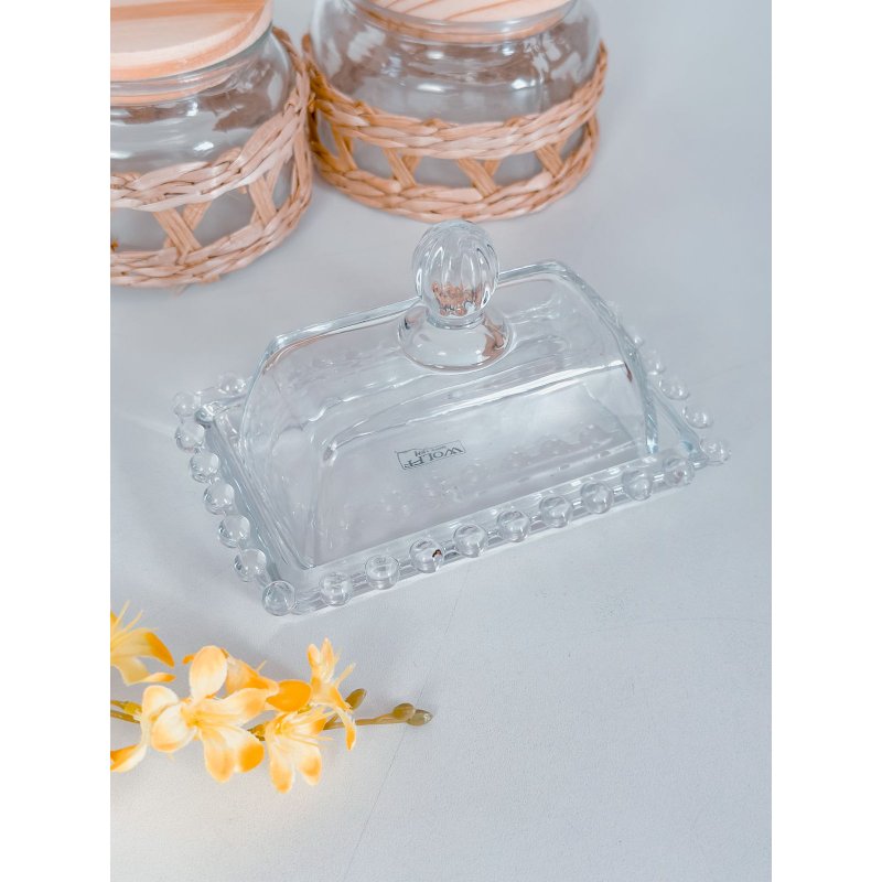 manteigueira cristal pearl bolinhas 14 cm x 9 cm x 8 cm wolff transparente 2 me decora casa