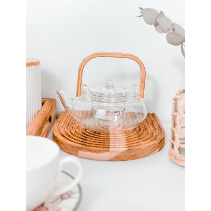 chaleira de vidro com infusor cabo bambu 800 ml wolff me decora casa