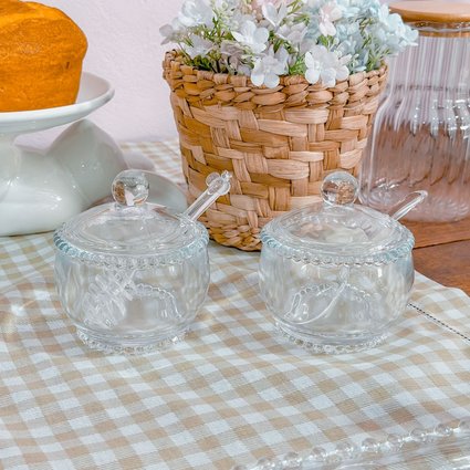 kit acucareiro meleira pearl bolinha wolff transparente 2 me decora casa