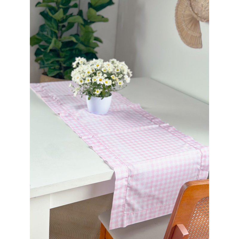 trilho mesa xadrez rosa me decora casa