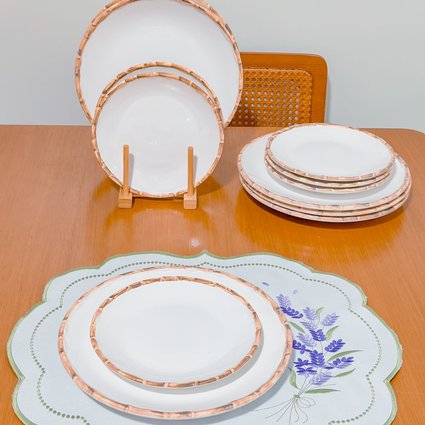 kit prato jantar sobremesa bambu ceramica scalla me decora casa 1