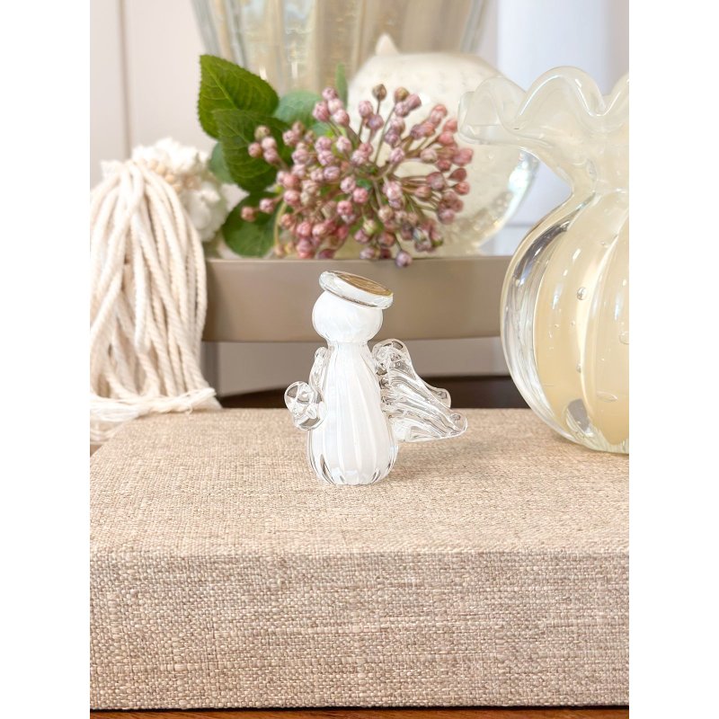 mini anjo cristal murano branco p me decora casa