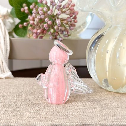 mini anjo cristal murano rosa p me decora casa