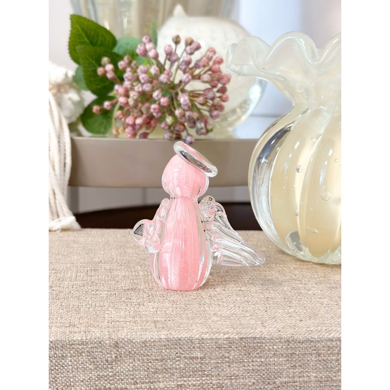 mini anjo cristal murano rosa p me decora casa
