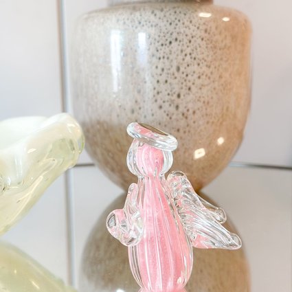 mini anjo cristal murano rosa m me decora casa