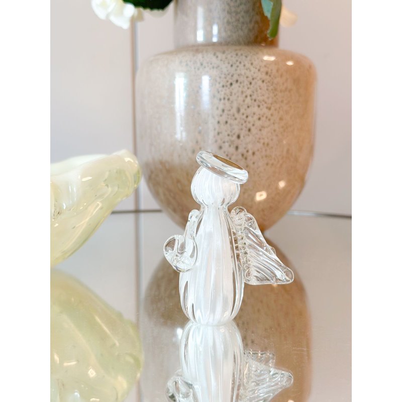 mini anjo cristal murano branco m me decora casa