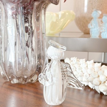 mini anjo cristal murano branco g me decora casa