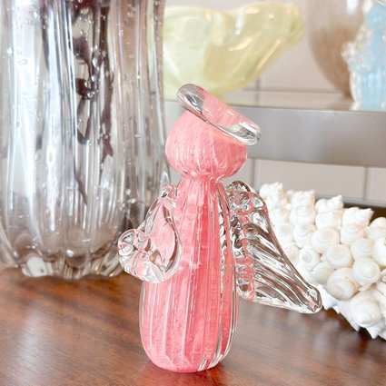 mini anjo cristal murano rosa g me decora casa