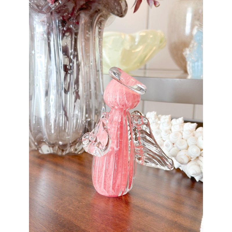 mini anjo cristal murano rosa g me decora casa