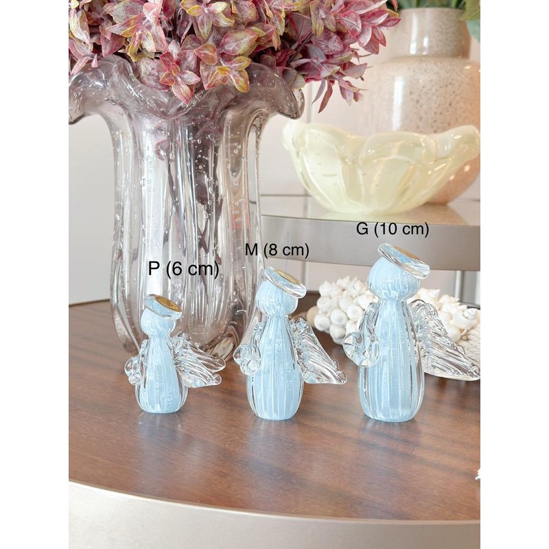mini anjos cristal murano azul me decora casa