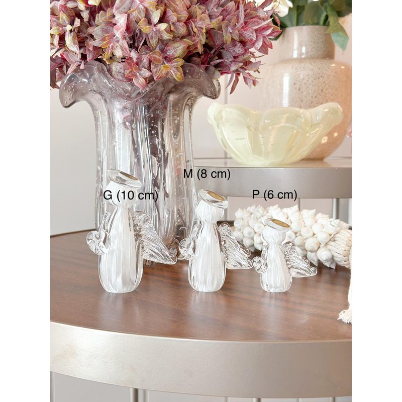 mini anjos cristal murano branco me decora casa