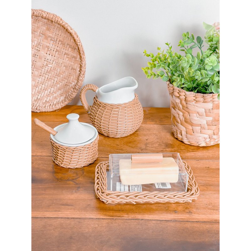 kit vime caramelo leiteira acucareiro manteigueira me decora casa