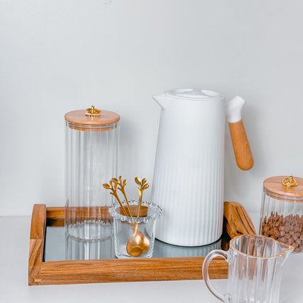 pote vidro classic tampa bambu dourado 1 1 litro me decora casa