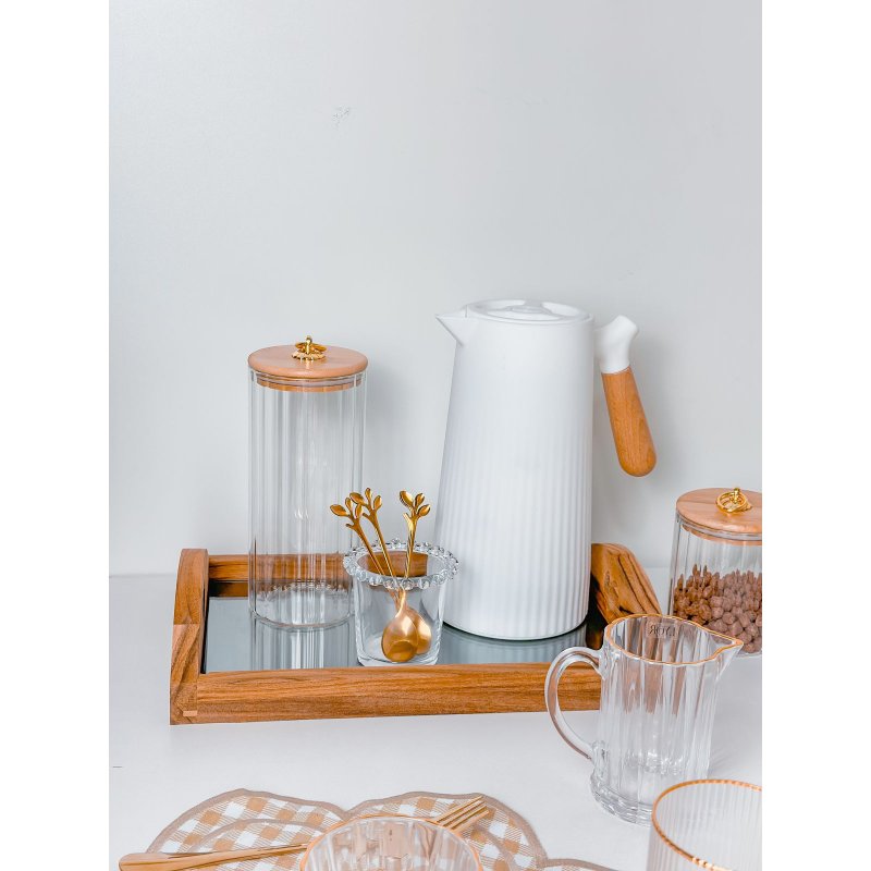 pote vidro classic tampa bambu dourado 1 1 litro me decora casa