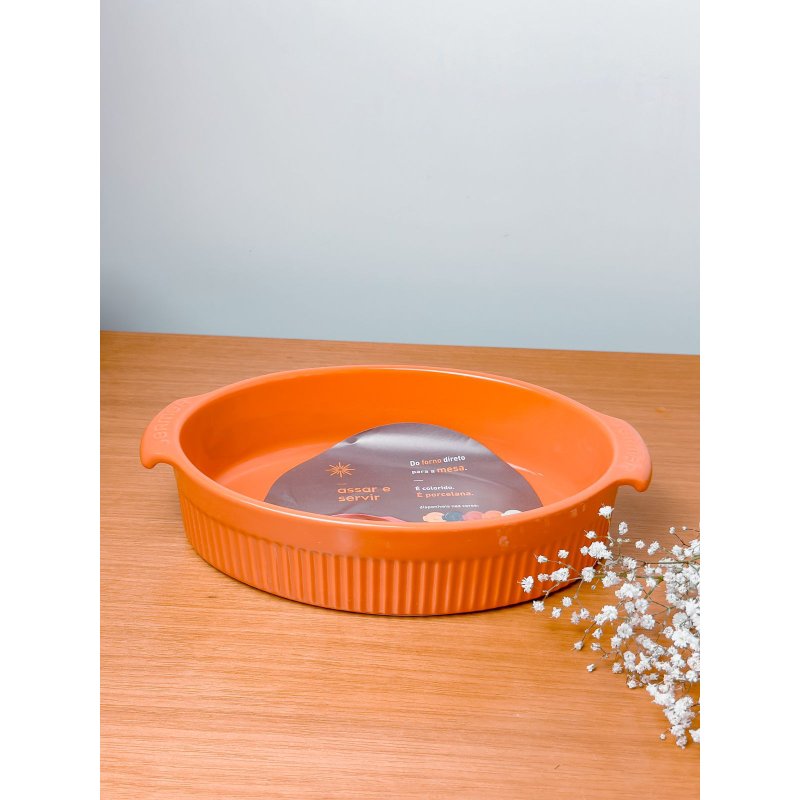 travessa oval laranja pequena germer me decora casa