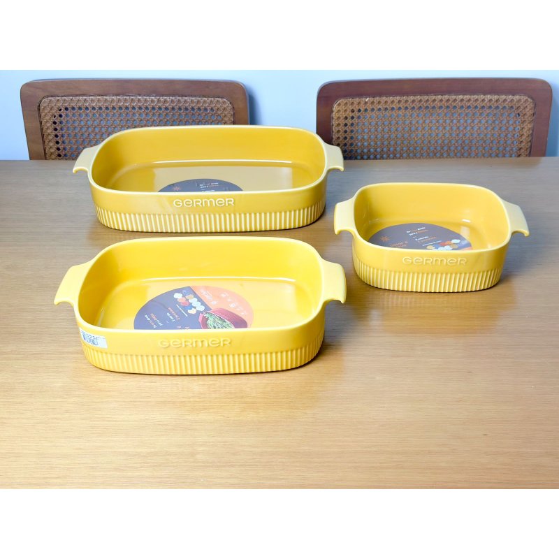 kit 3 travessas germer amarela me decora casa