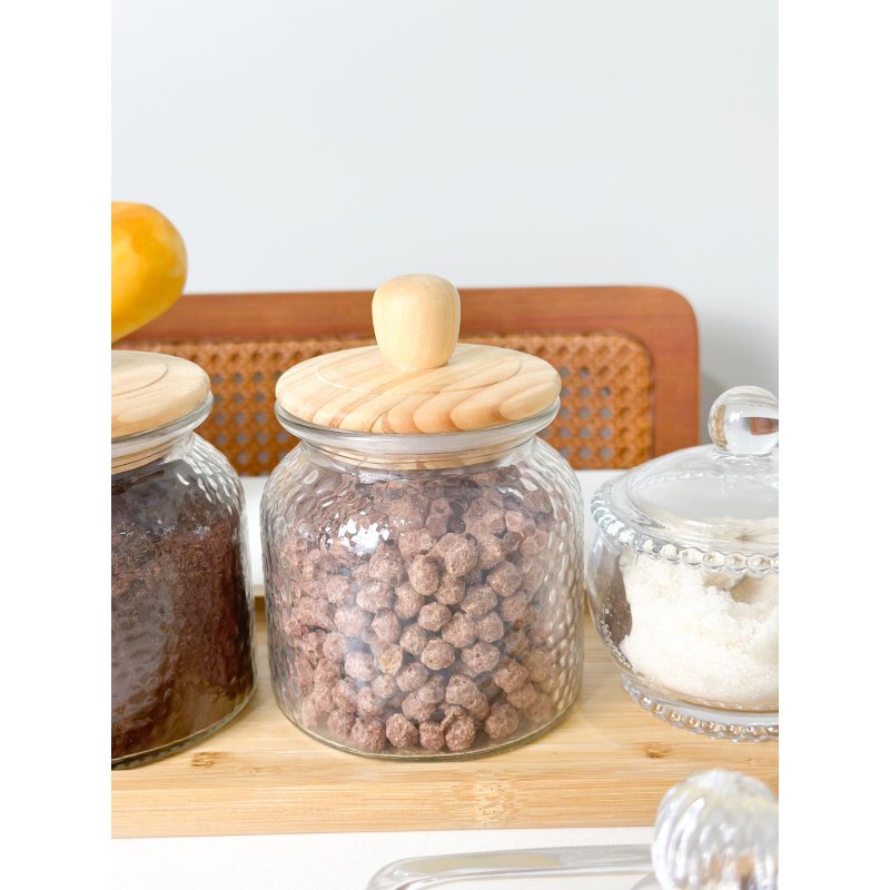 pote vidro tampa bambu 640 ml me decora casa