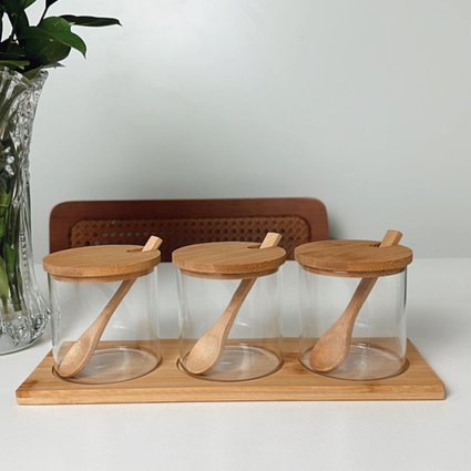 jogo 3 potes bambu me decora casa