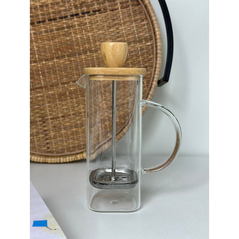 prensa francesa cafeteira vidro bambu minimalista 350 ml me decora casa 1