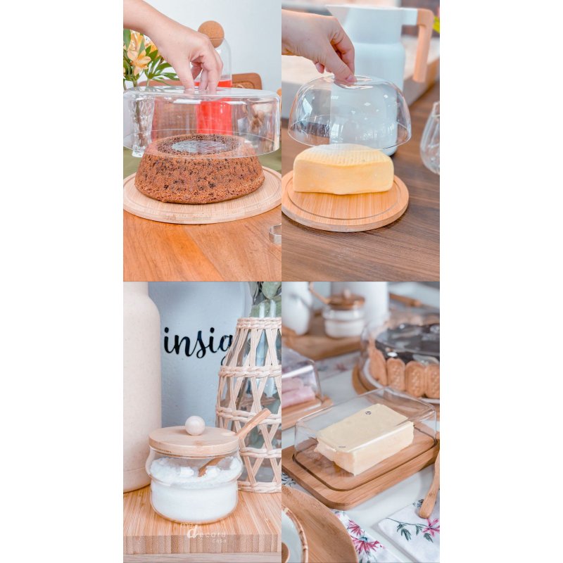 kit boleira queijeira acucareiro manteigueira bambu me decora casa