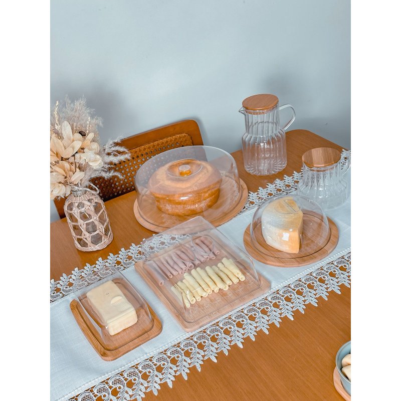 kit bambu boleira queijeira porta frios 2 jarras me decora casa